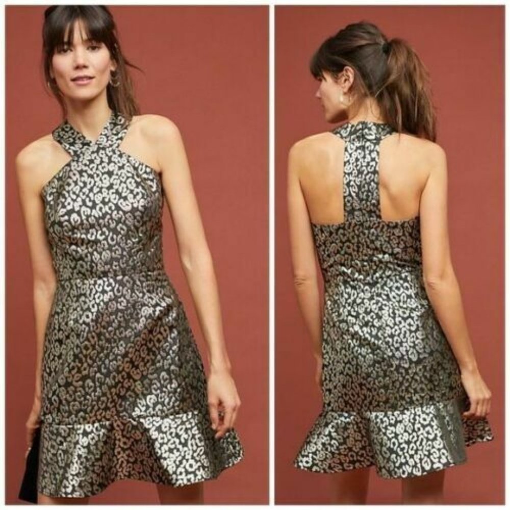NWT Anthropologie Hutch Twiggy Metallic Dress 10